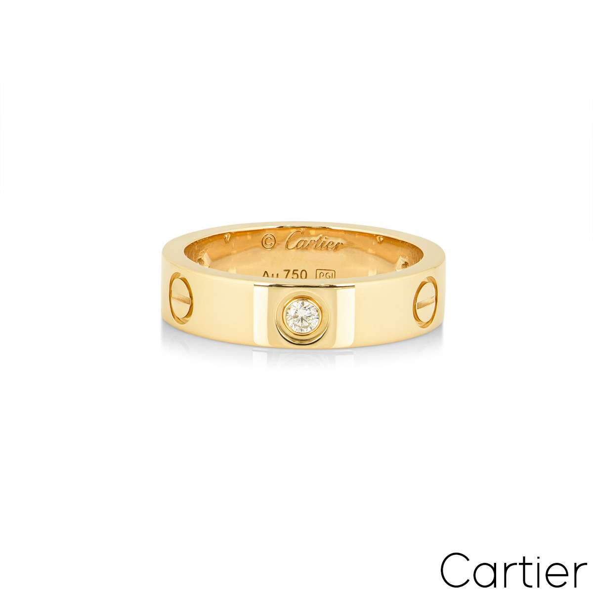 Cartier Yellow Gold Half Diamond Love Ring Size 49 B4032400